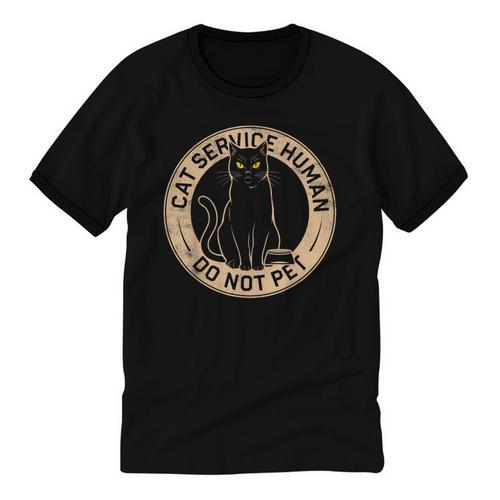 Cute Introvert Cat Service Human Do Not Pet Cat Joke Unisex Cotton Ringer T-Shirt - Raresse