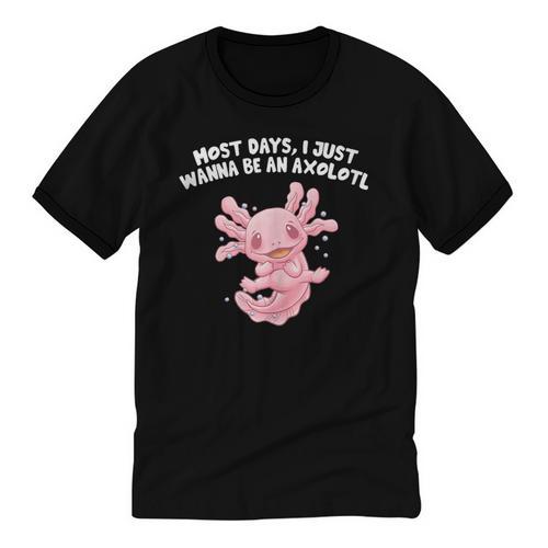 Most Days I Just Wanna Be An Axolotl Salamander Introvert Unisex Cotton Ringer T-Shirt - Raresse