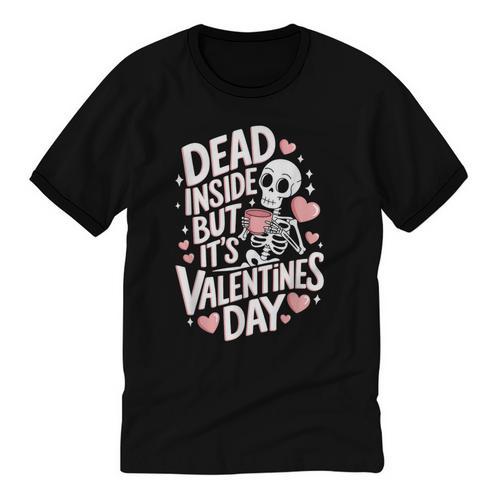 Dead Inside But Its Valentines Day T Shirt For Introverts Unisex Cotton Ringer T-Shirt - Raresse