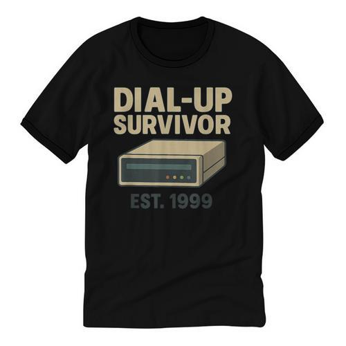 Dial Up Survivor Retro 90s Internet Nostalgia Unisex Cotton Ringer T-Shirt - Figerry