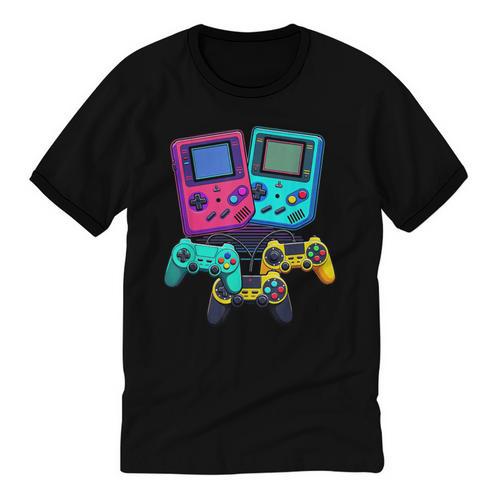 Eighties Console Controller Gaming Player Gadget Nostalgia Unisex Cotton Ringer T-Shirt - Figerry