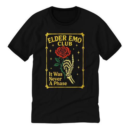 Elder Emo Club Emo Gothic Music Nostalgia Unisex Cotton Ringer T-Shirt - Figerry