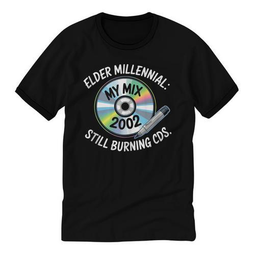 Elder Millennials Embracing 90s CDs Nostalgia Vibes Unisex Cotton Ringer T-Shirt - Figerry