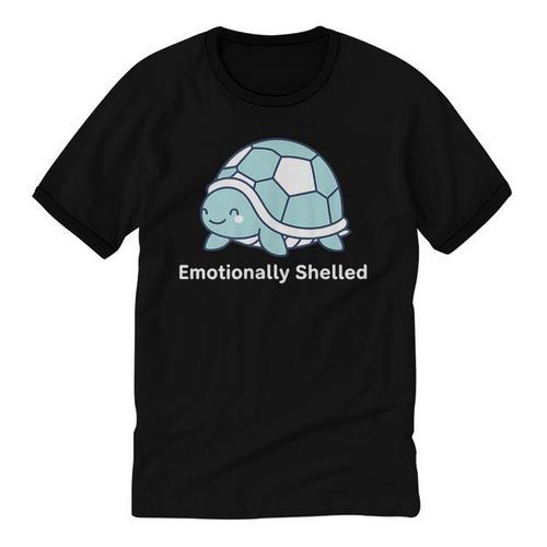 Emotionally Shelled Turtle Introvert Turtle Tee Unisex Cotton Ringer T-Shirt - Raresse