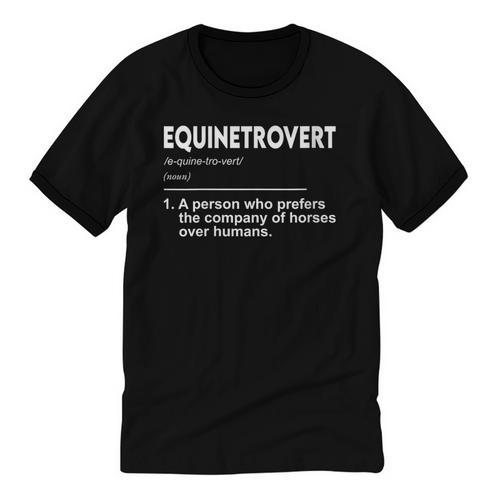 Equinetrovert Definition Equestrian Introvert Horse Lover Unisex Cotton Ringer T-Shirt - Raresse