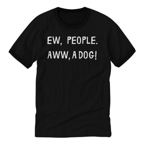 Ew People Aww A Dog Introvert Funny Antisocial Design For Men Women Unisex Cotton Ringer T-Shirt - Raresse