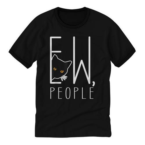 Ew People Cat Introvert Anti-Social Unisex Cotton Ringer T-Shirt - Raresse