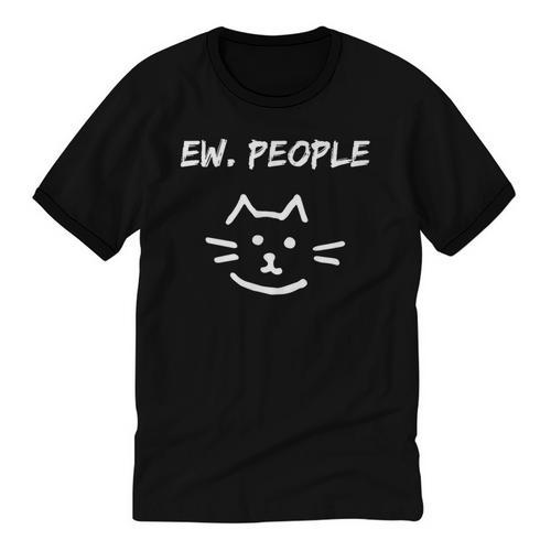 Ew People Cat Introvert SarcasticEw People Tee Unisex Cotton Ringer T-Shirt - Raresse