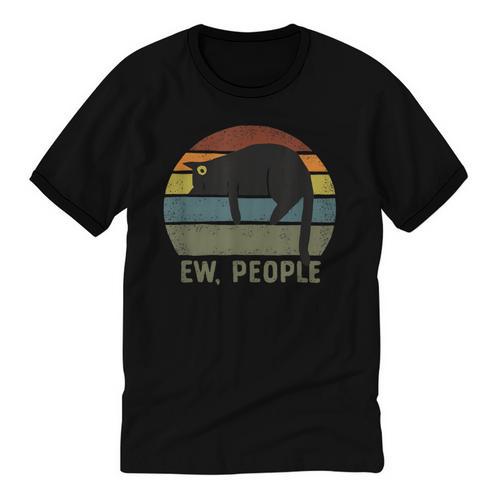 Ew People Cat Lazy Introvert Anti Social Unisex Cotton Ringer T-Shirt - Raresse