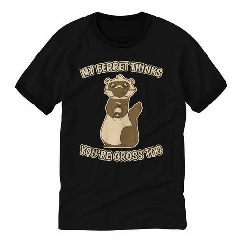 Ew People Ferret Saying Mask Introvert Ferrets Unisex Cotton Ringer T-Shirt - Raresse
