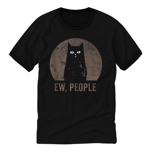 Ew People Introvert Cat Meow Cat Lover Men Women Kids Unisex Cotton Ringer T-Shirt - Raresse