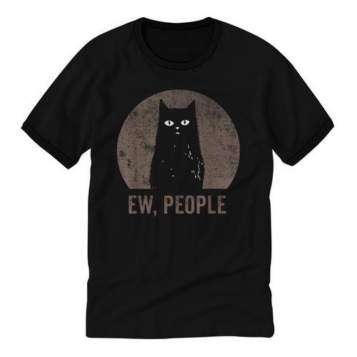 Ew People Introvert Cat Meow Cat Lover Men Women Kids Unisex Cotton Ringer T-Shirt - Raresse