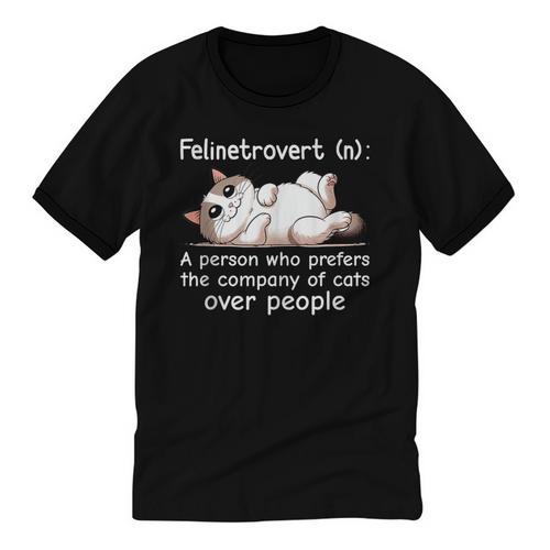 Felinetrovert Definition Cat Lover Introvert Humor Cats Unisex Cotton Ringer T-Shirt - Raresse