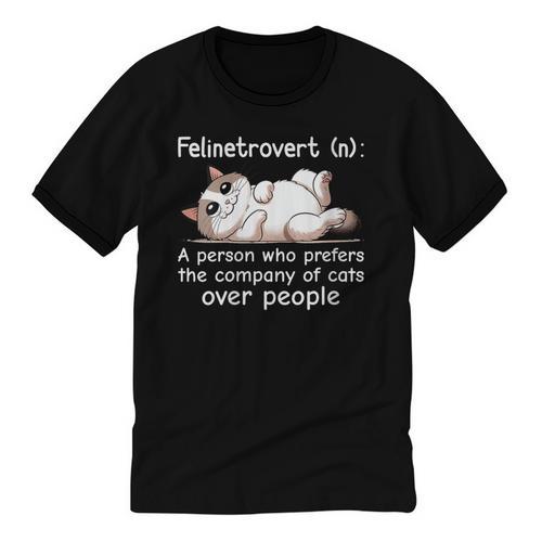 Felinetrovert Definition Cat Lover Introvert Humor Cats Unisex Cotton Ringer T-Shirt - Raresse