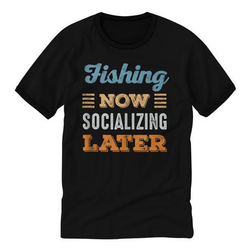 Fishing Now Minimal Socializing Introvert Vintage Unisex Cotton Ringer T-Shirt - Raresse