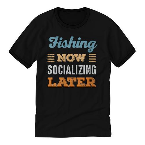 Fishing Now Minimal Socializing Introvert Vintage Unisex Cotton Ringer T-Shirt - Raresse
