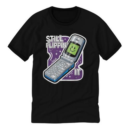 Still Flippin' It Retro Flip Phone 90s Y2K Nostalgia Unisex Cotton Ringer T-Shirt - Figerry
