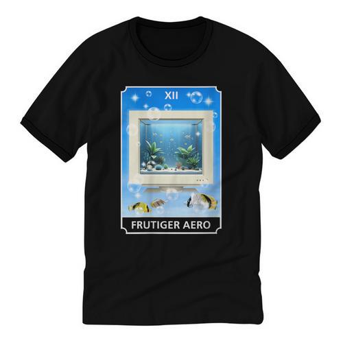 Frutiger Aero Aesthetic Tech Computer Aquarium Tarot Card Unisex Cotton Ringer T-Shirt - Figerry