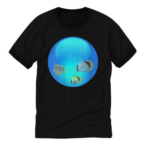 Frutiger Aero Aesthetic Tech Orb Fishes Unisex Cotton Ringer T-Shirt - Figerry