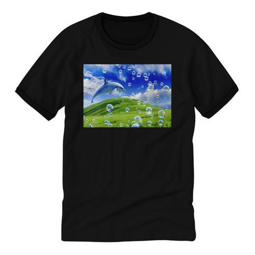 Frutiger Aero Dolphin Meadow Aesthetic Y2k 2000s Ironic Unisex Cotton Ringer T-Shirt - Figerry
