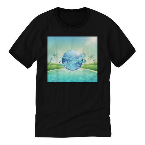 Frutiger Aero Y2k Aesthetic Palm Trees Cyber Beach World Unisex Cotton Ringer T-Shirt - Figerry