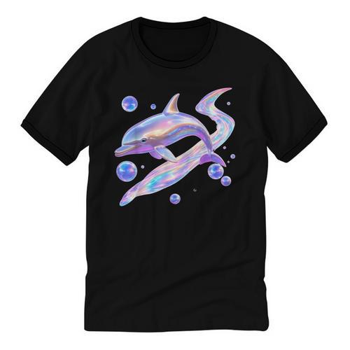 Frutiger Aero Y2K Chrome Dolphin Unisex Cotton Ringer T-Shirt - Figerry