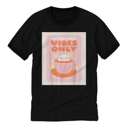 Fun Cool Cute Introvert Cat Character Quote Tea Cup For Men Women Unisex Cotton Ringer T-Shirt - Raresse