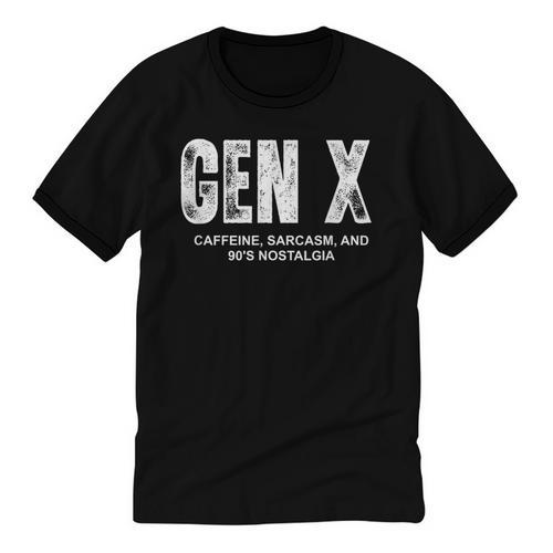 Gen X Caffeine Sarcasm 90s Nostalgia Men Women Graphic Unisex Cotton Ringer T-Shirt - Figerry