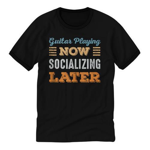 Guitar Playing Now Minimal Socializing Introvert Vintage Unisex Cotton Ringer T-Shirt - Raresse