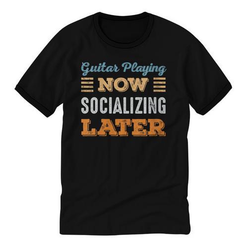 Guitar Playing Now Minimal Socializing Introvert Vintage Unisex Cotton Ringer T-Shirt - Raresse