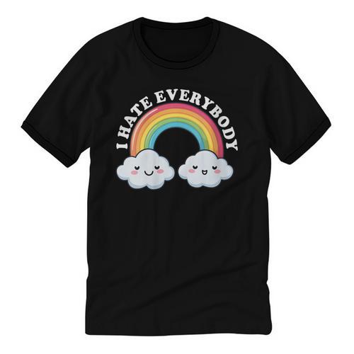 I Hate Everybody Rainbow Sarcastic Grumpy Introvert Unisex Cotton Ringer T-Shirt - Raresse