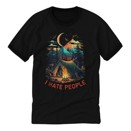 I Hate People Id Rather Be Camping Sarcastic Introvert Unisex Cotton Ringer T-Shirt - Raresse
