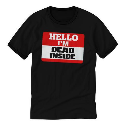 Hello I'm Dead Inside Name Tag Introvert Sarcastic Unisex Cotton Ringer T-Shirt - Raresse