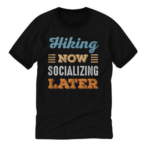 Hiking Now Minimal Socializing Introvert Vintage Unisex Cotton Ringer T-Shirt - Raresse
