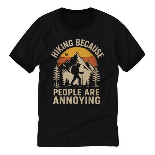 Hiking Because People Are Annoying Introvert Unisex Cotton Ringer T-Shirt - Raresse