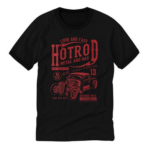 Hotrod Car Automotive Nostalgia Distressed Retro Unisex Cotton Ringer T-Shirt - Figerry