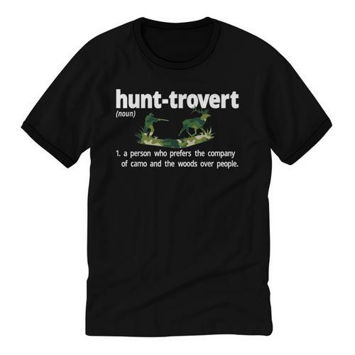 Hunt-Trovert Hunting Hunter Humor Definition Introvert Unisex Cotton Ringer T-Shirt - Raresse