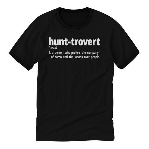 Hunttrovert Hunting Hunter Humor Definition Introvert Unisex Cotton Ringer T-Shirt - Raresse