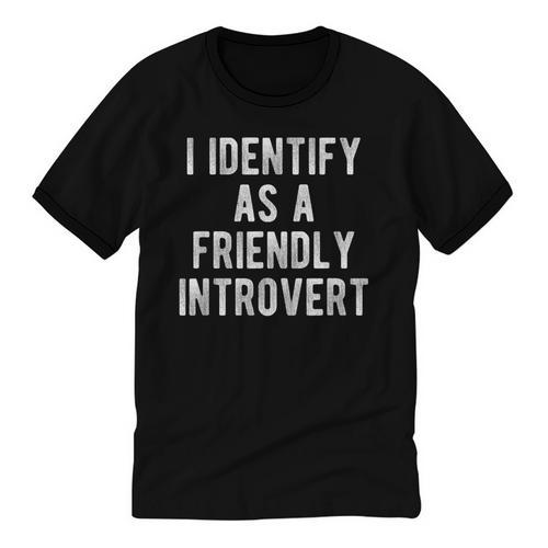 I Identify As Friendly Introvert Humor Joke Sarcastic Unisex Cotton Ringer T-Shirt - Raresse