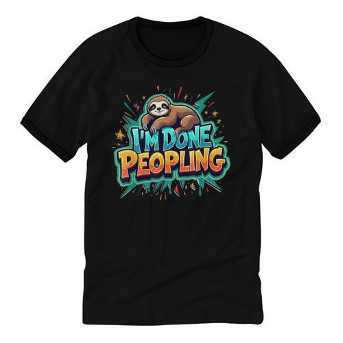 I'm Done Peopling Introvert Sloth Unisex Cotton Ringer T-Shirt - Raresse