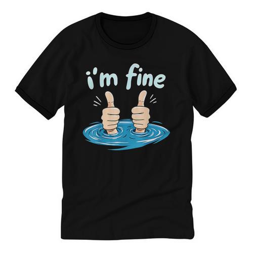 I'm Fine Drowning Thumbs Up Introvert Meme Humor Unisex Cotton Ringer T-Shirt - Raresse