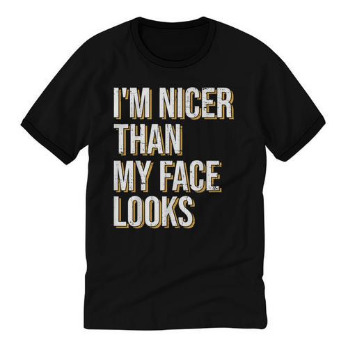 I'm Nicer Than My Face Looks Introverted Introverts Unisex Cotton Ringer T-Shirt - Raresse
