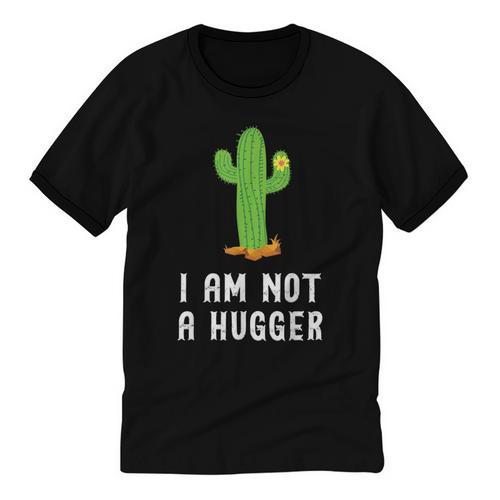 I'm Not A Hugger Cactus Not a Hugger Introvert Cute Unisex Cotton Ringer T-Shirt - Raresse