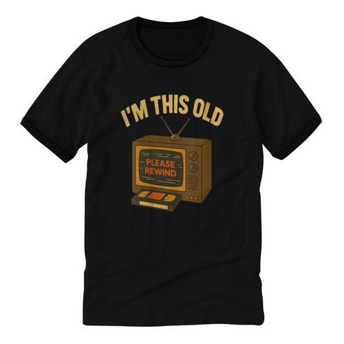 I'm This Old Please Rewind 80s 90s Nostalgia VHS VCR Unisex Cotton Ringer T-Shirt - Figerry