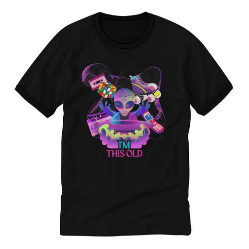 I’m This Old Retro 80s Nostalgia Alien Unisex Cotton Ringer T-Shirt - Figerry