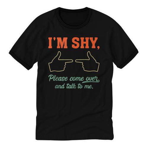 I'm Shy Please Come Over & Talk To Me Introvert Shying Unisex Cotton Ringer T-Shirt - Raresse