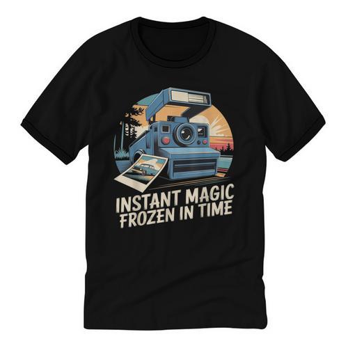 Instant Magic Frozen In Time Retro Camera Nostalgia Unisex Cotton Ringer T-Shirt - Figerry