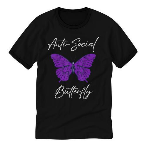 Introvert Antisocial Butterfly For Women Men Unisex Cotton Ringer T-Shirt - Raresse