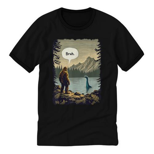 Introvert Bigfoot Sasquatch Loch Ness Monster Bruh Unisex Cotton Ringer T-Shirt - Raresse