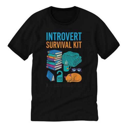 Introvert Book Lover Introvert Survival Kit Unisex Cotton Ringer T-Shirt - Raresse